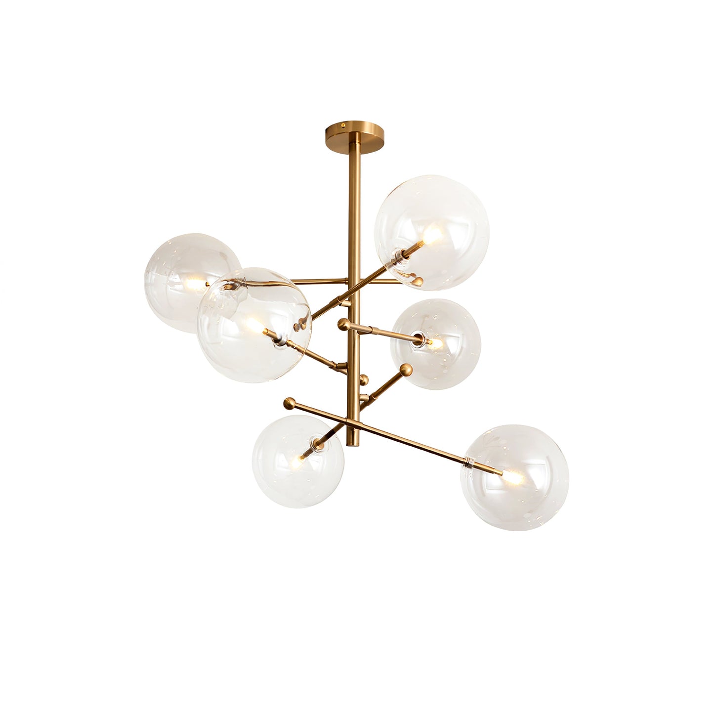 Elegant Glass Globe Mobile Chandelier with Adjustable Height & LED Com