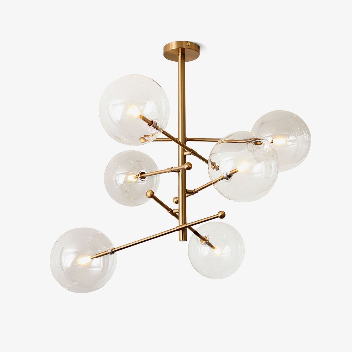 Elegant Glass Globe Mobile Chandelier with Adjustable Height & LED Com