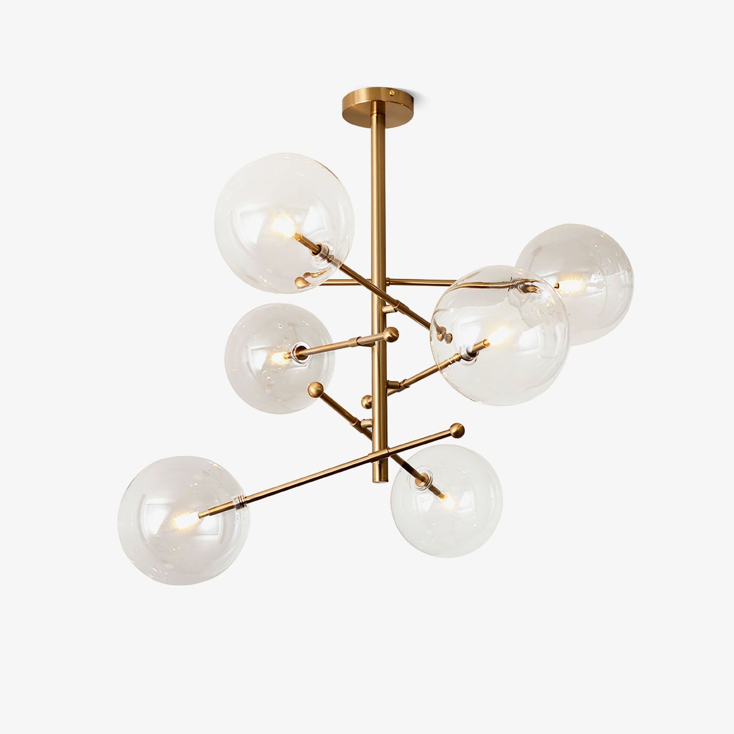 Elegant Glass Globe Mobile Chandelier with Adjustable Height & LED Com