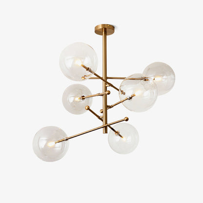 Elegant Glass Globe Mobile Chandelier with Adjustable Height & LED Com
