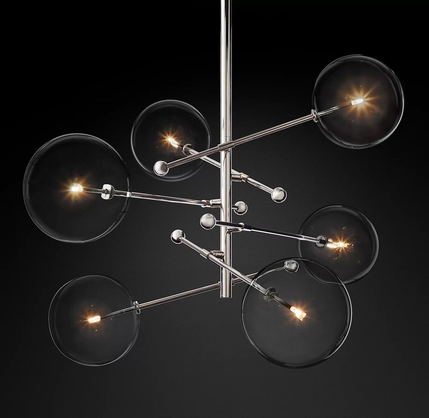 Elegant Glass Globe Mobile Chandelier with Adjustable Height & LED Com