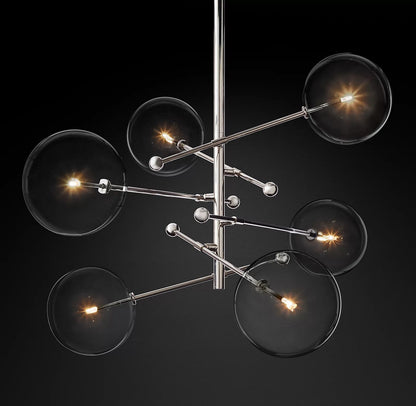 Elegant Glass Globe Mobile Chandelier with Adjustable Height & LED Com