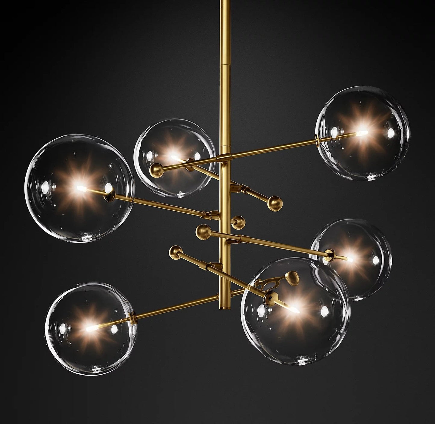 Elegant Glass Globe Mobile Chandelier with Adjustable Height & LED Com