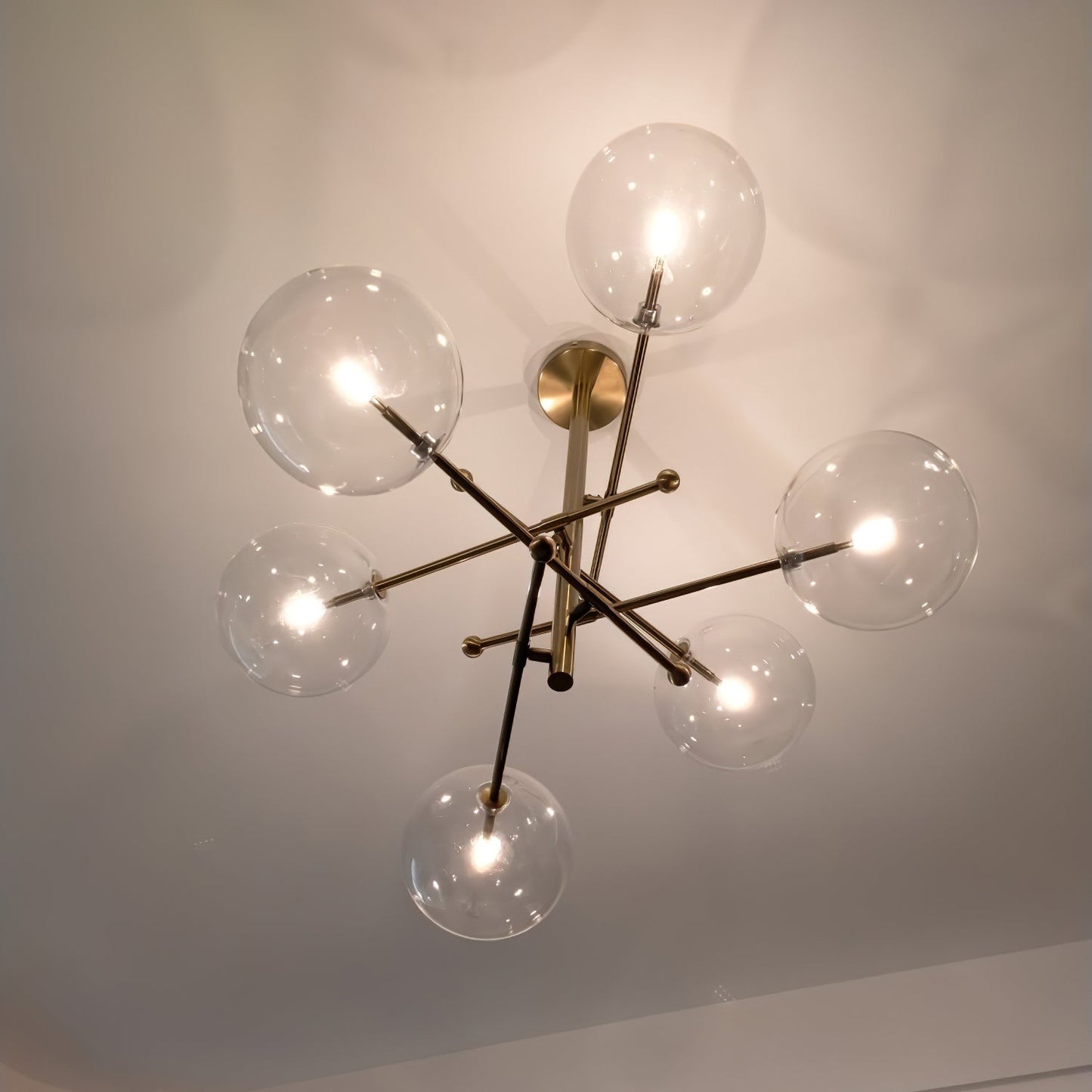 Elegant Glass Globe Mobile Chandelier with Adjustable Height & LED Com