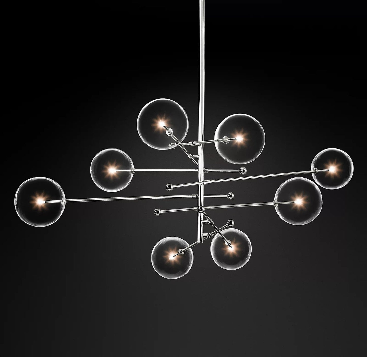 Elegant Glass Globe Mobile Chandelier with Adjustable Height & LED Com