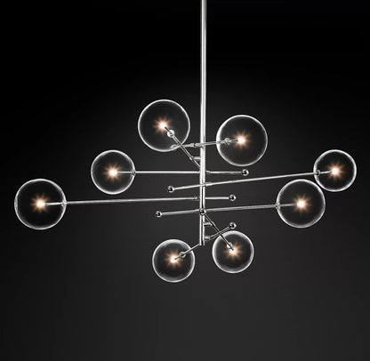 Elegant Glass Globe Mobile Chandelier with Adjustable Height & LED Com