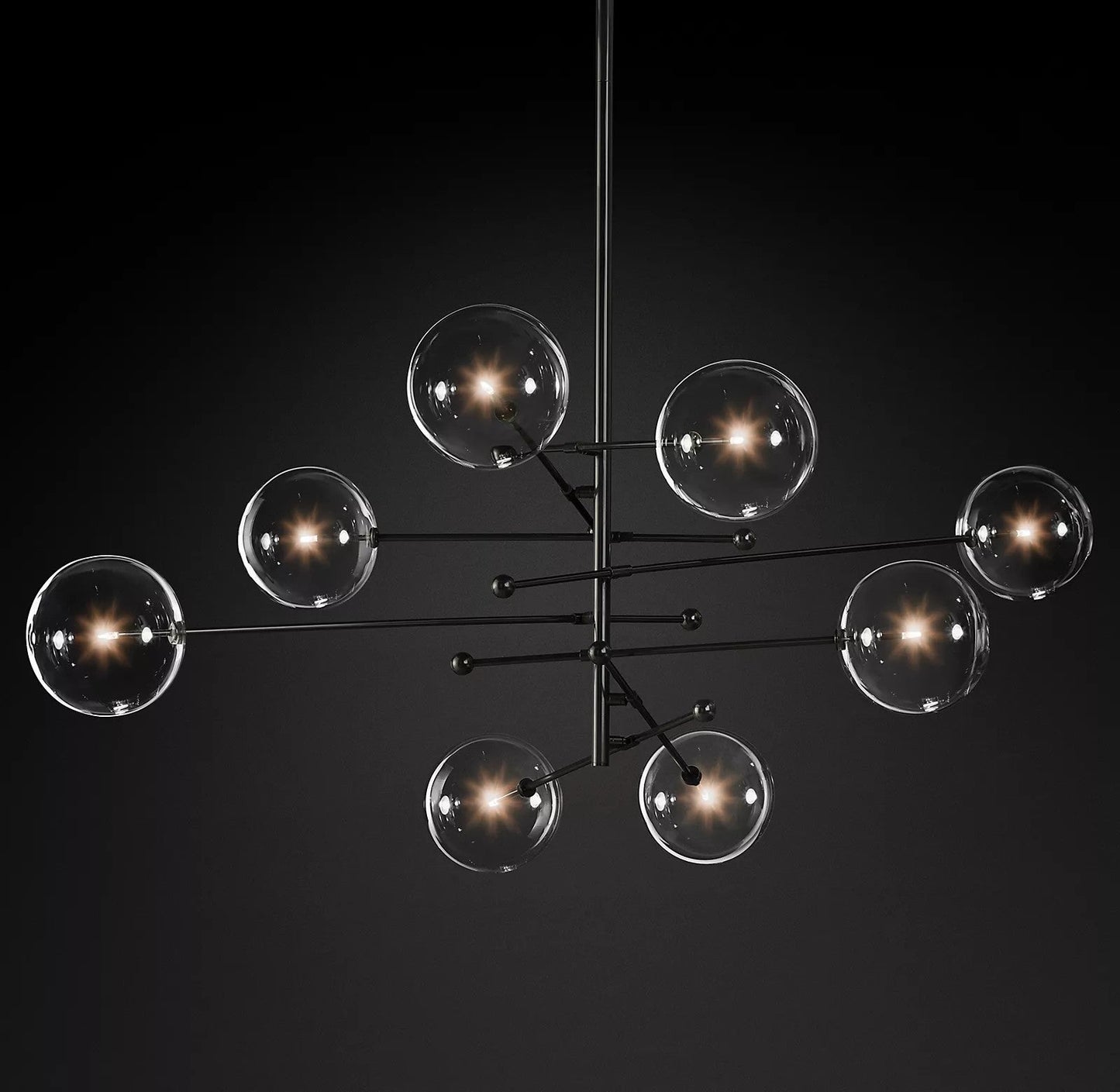 Elegant Glass Globe Mobile Chandelier with Adjustable Height & LED Com