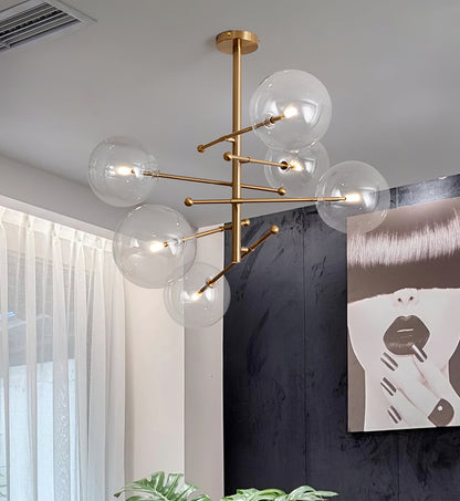 Elegant Glass Globe Mobile Chandelier with Adjustable Height & LED Com