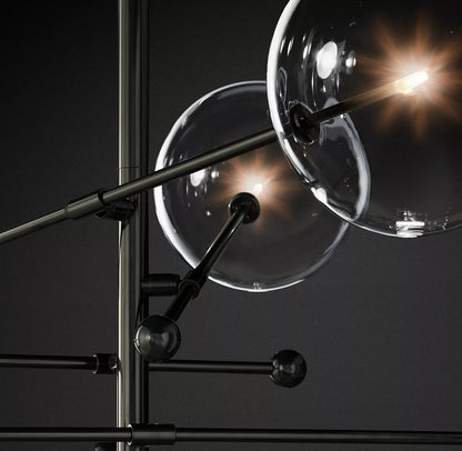 Elegant Glass Globe Mobile Chandelier with Adjustable Height & LED Com