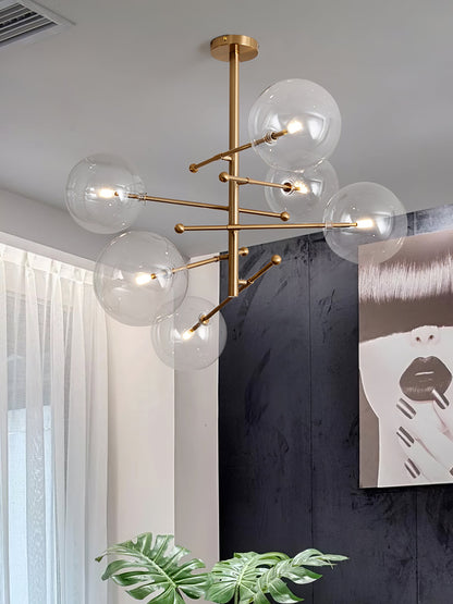 Elegant Glass Globe Mobile Chandelier with Adjustable Height & LED Com