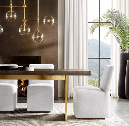 Elegant Glass Globe Mobile Chandelier with Adjustable Height & LED Com