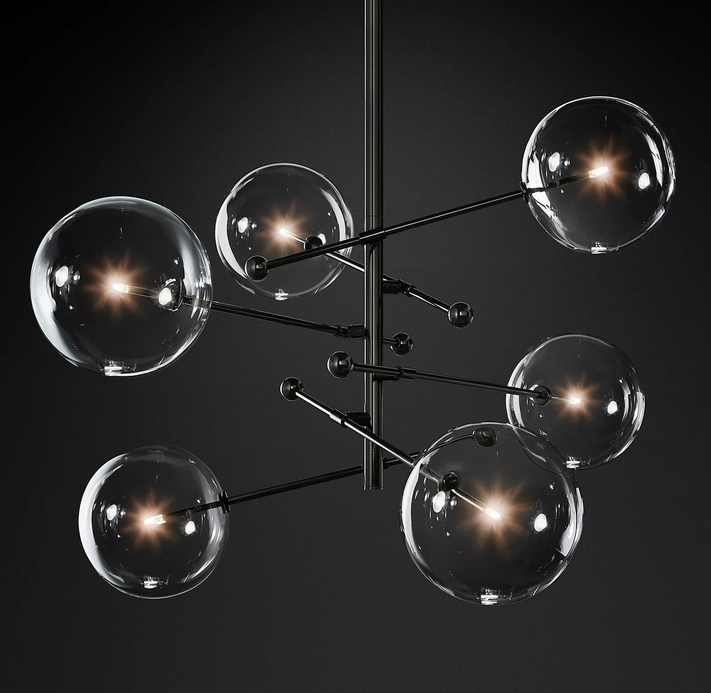 Elegant Glass Globe Mobile Chandelier with Adjustable Height & LED Com