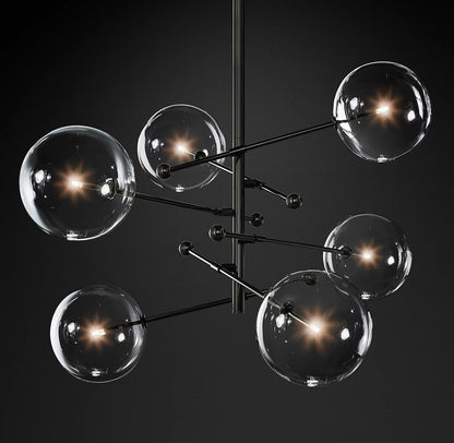 Elegant Glass Globe Mobile Chandelier with Adjustable Height & LED Com