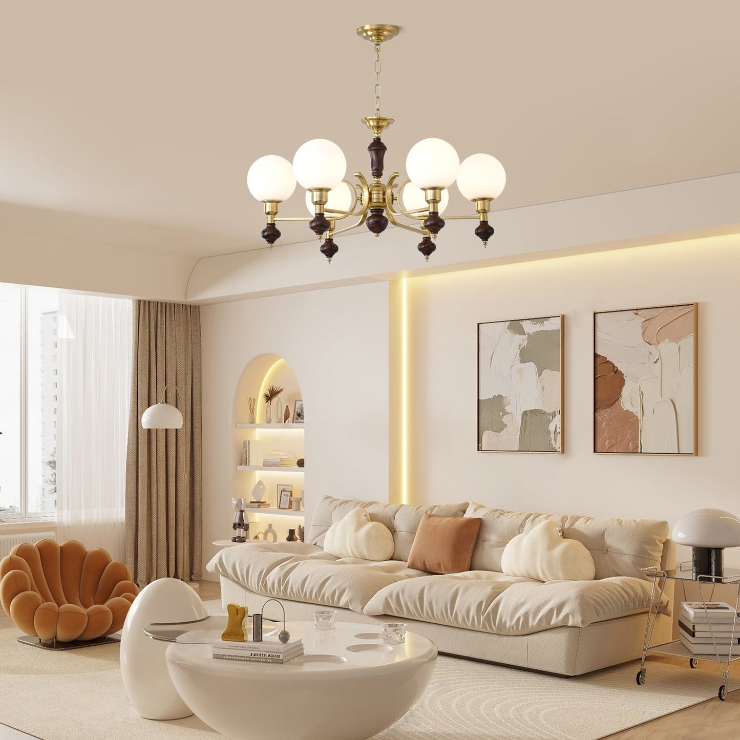 Elegant Globe Orb Chandelier - Adjustable Height, LED Compatible