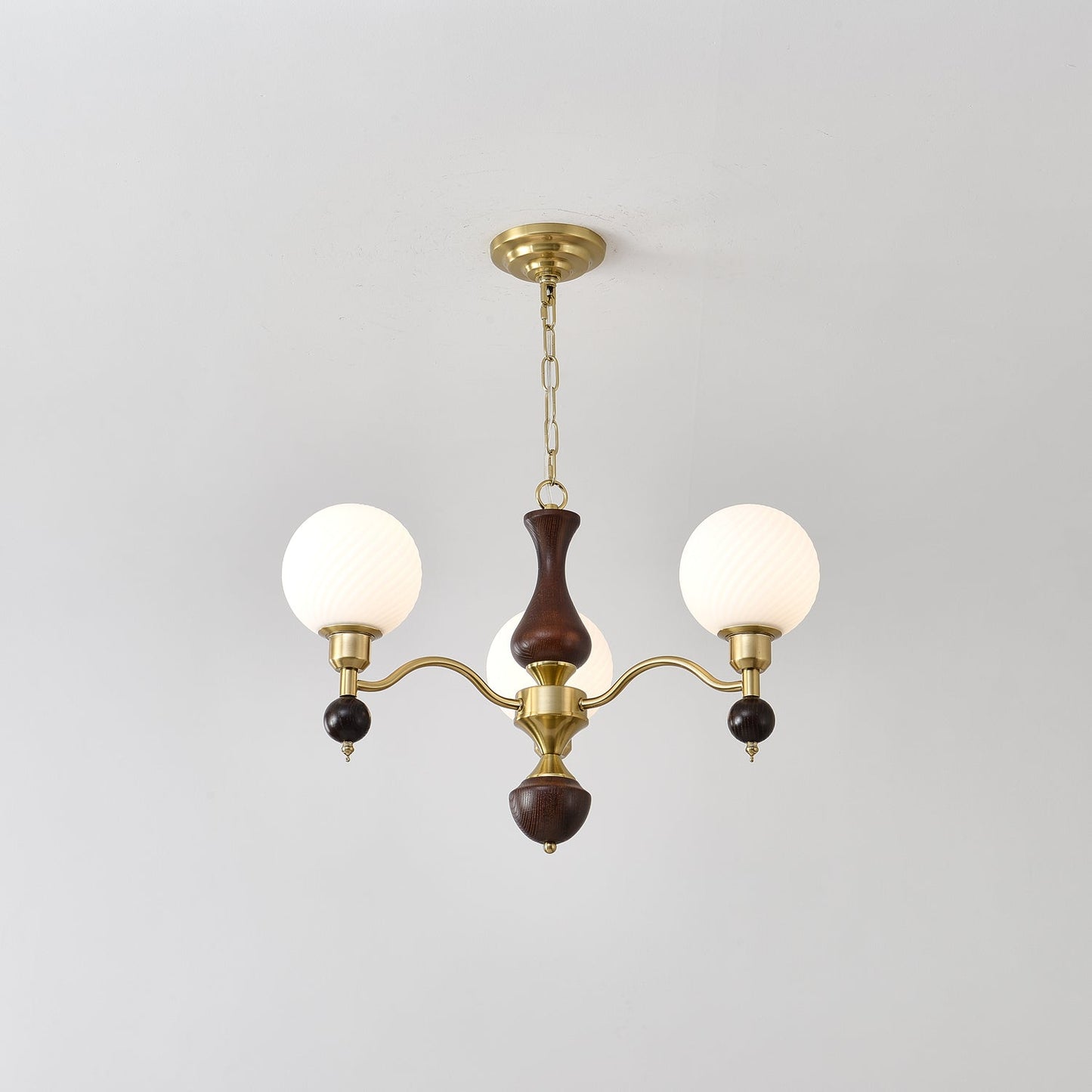 Elegant Globe Orb Wood Chandelier with Adjustable Height & Warm Lighti