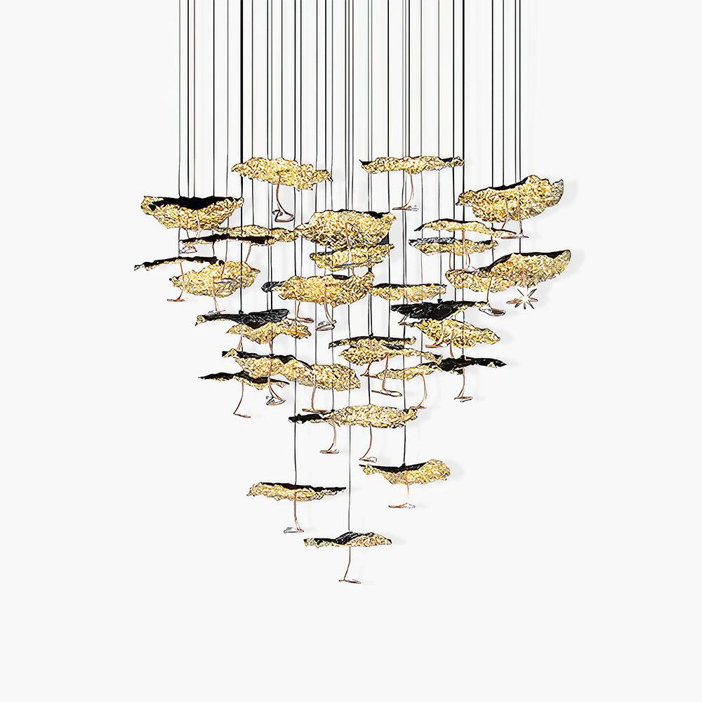 Brass Aviary Constellation Chandelier with Adjustable Height & LED Lig