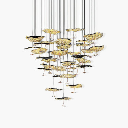 Brass Aviary Constellation Chandelier with Adjustable Height & LED Lig