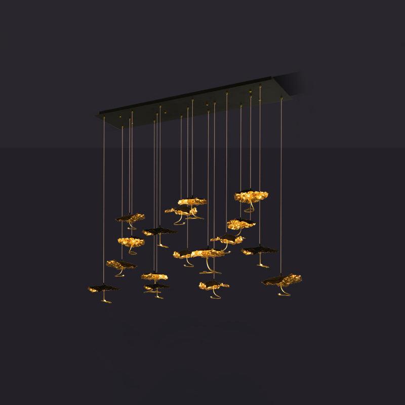 Brass Aviary Constellation Chandelier with Adjustable Height & LED Lig