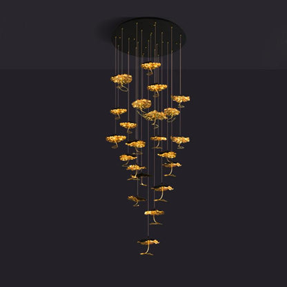 Brass Aviary Constellation Chandelier with Adjustable Height & LED Lig