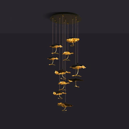 Brass Aviary Constellation Chandelier with Adjustable Height & LED Lig