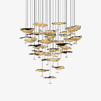 Brass Aviary Constellation Chandelier with Adjustable Height & LED Lig