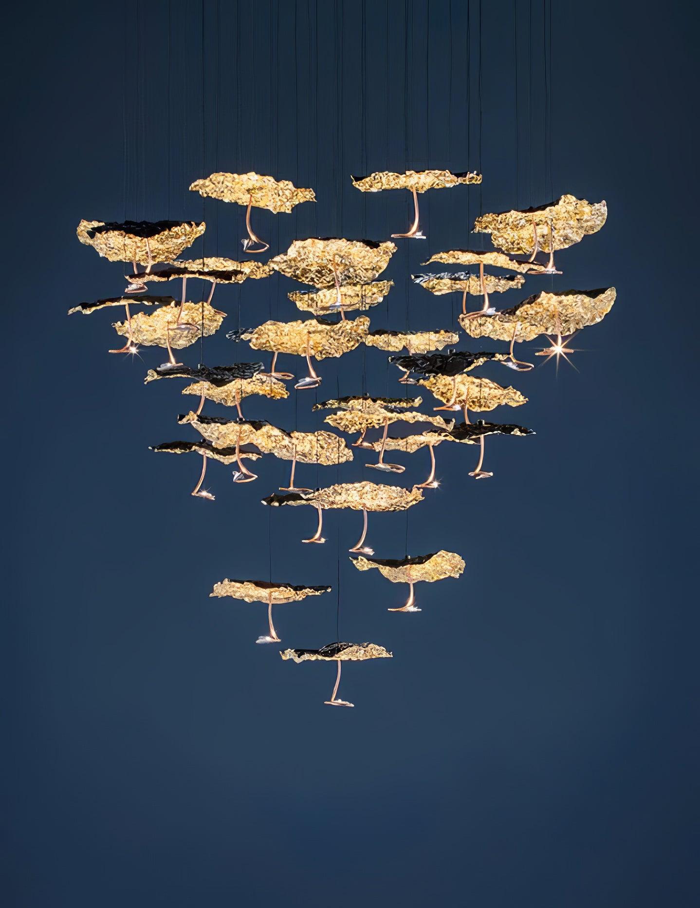 Brass Aviary Constellation Chandelier with Adjustable Height & LED Lig