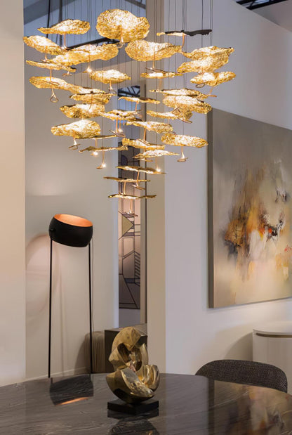 Brass Aviary Constellation Chandelier with Adjustable Height & LED Lig