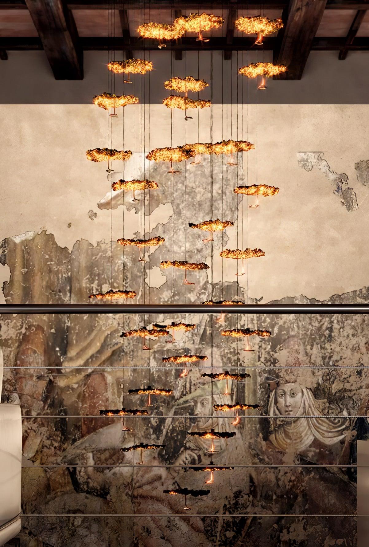 Brass Aviary Constellation Chandelier with Adjustable Height & LED Lig