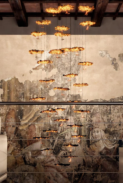 Brass Aviary Constellation Chandelier with Adjustable Height & LED Lig