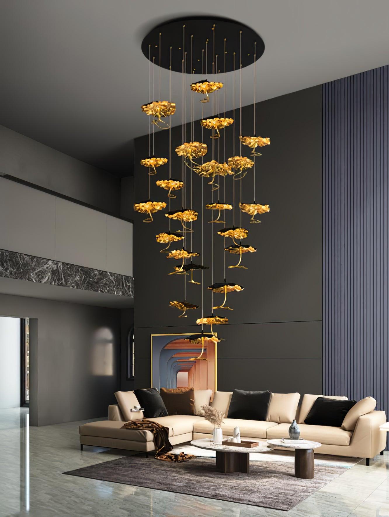 Brass Aviary Constellation Chandelier with Adjustable Height & LED Lig