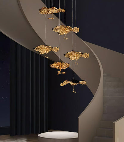 Brass Aviary Constellation Chandelier with Adjustable Height & LED Lig