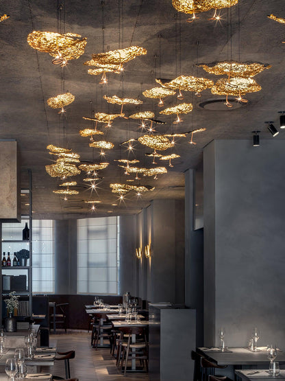Brass Aviary Constellation Chandelier with Adjustable Height & LED Lig