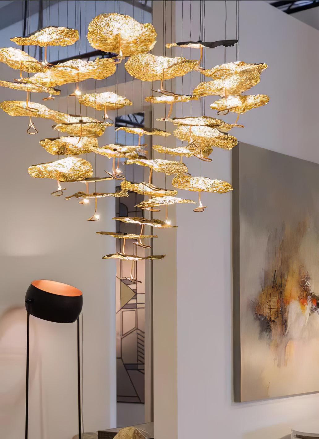 Brass Aviary Constellation Chandelier with Adjustable Height & LED Lig