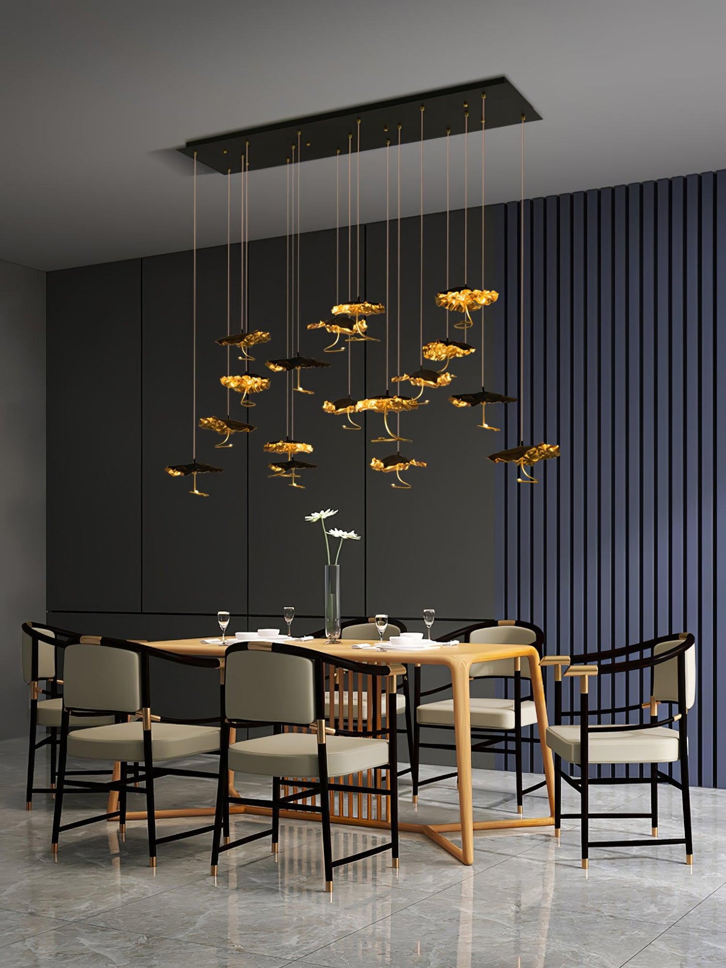 Brass Aviary Constellation Chandelier with Adjustable Height & LED Lig