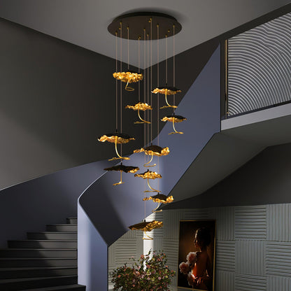 Brass Aviary Constellation Chandelier with Adjustable Height & LED Lig