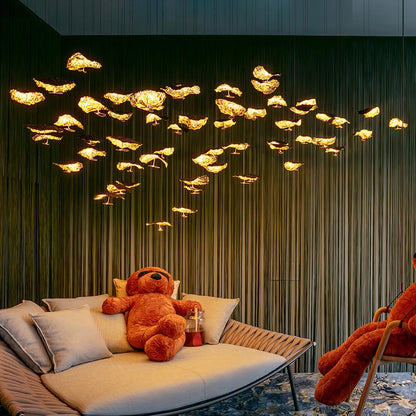 Brass Aviary Constellation Chandelier with Adjustable Height & LED Lig