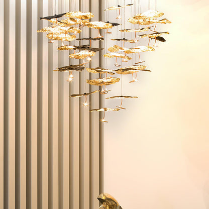 Brass Aviary Constellation Chandelier with Adjustable Height & LED Lig