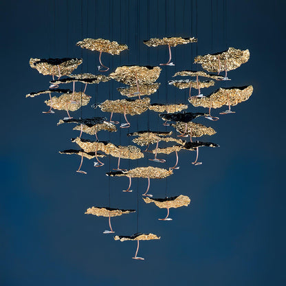Brass Aviary Constellation Chandelier with Adjustable Height & LED Lig