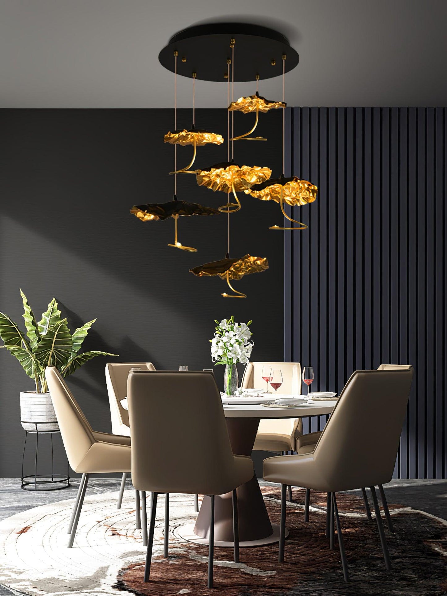 Brass Aviary Constellation Chandelier with Adjustable Height & LED Lig