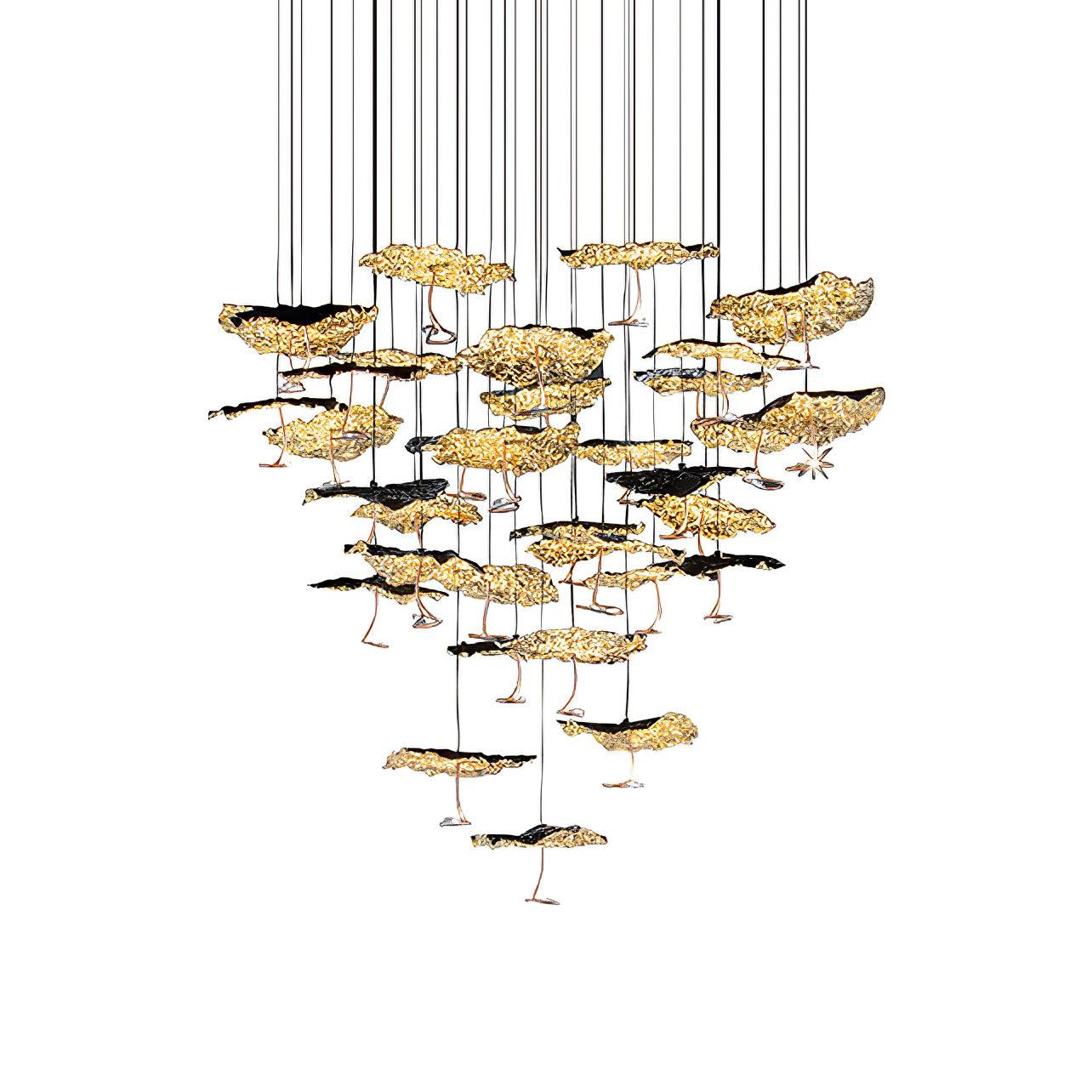 Brass Aviary Constellation Chandelier with Adjustable Height & LED Lig