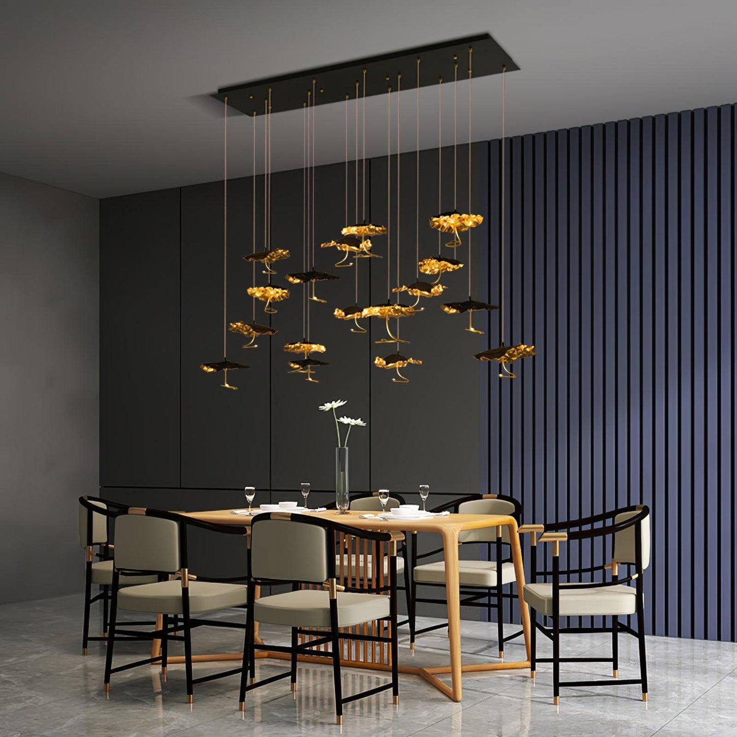 Brass Aviary Constellation Chandelier with Adjustable Height & LED Lig