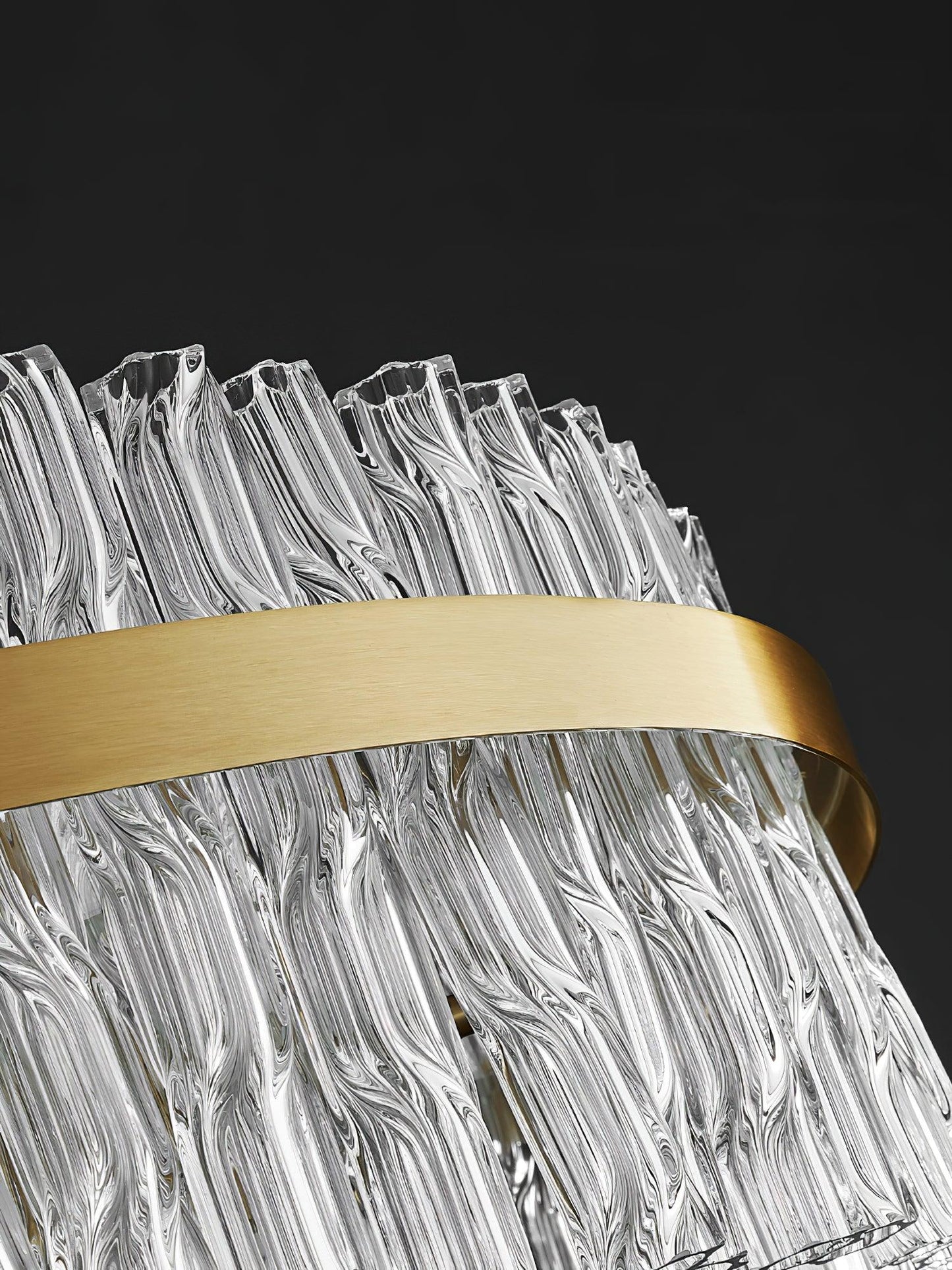 Elegant Gold & Clear Rod Chandelier with Adjustable Height & LED Compa