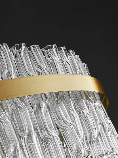 Elegant Gold & Clear Rod Chandelier with Adjustable Height & LED Compa