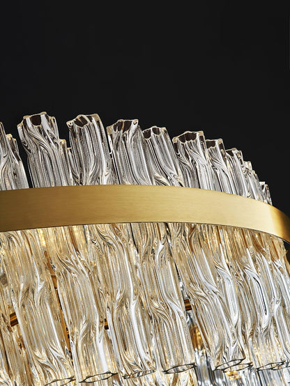 Elegant Gold & Clear Rod Chandelier with Adjustable Height & LED Compa