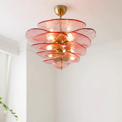 Elegant Petals Glass Chandelier - Dimmable, Energy-Efficient Lighting