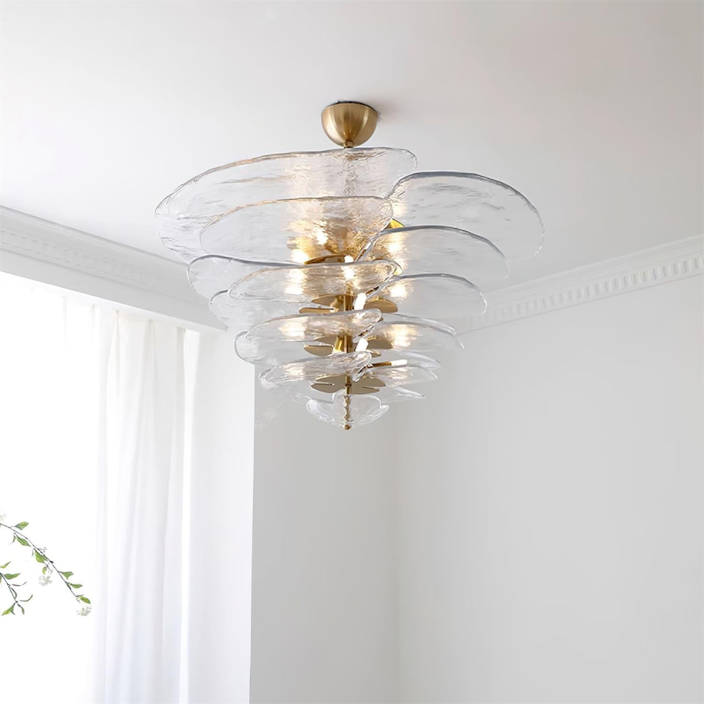 Elegant Petals Glass Chandelier - Dimmable, Energy-Efficient Lighting