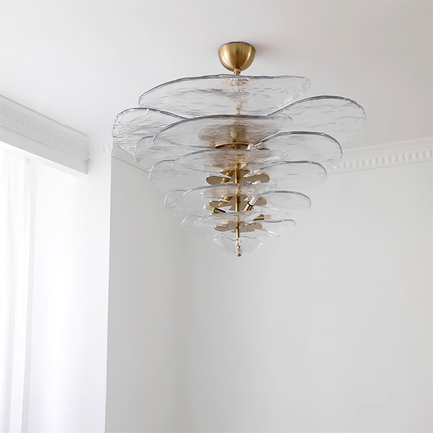 Elegant Petals Glass Chandelier - Dimmable, Energy-Efficient Lighting