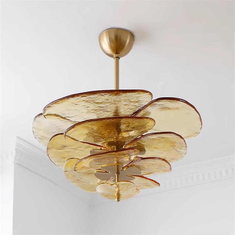 Elegant Petals Glass Chandelier - Dimmable, Energy-Efficient Lighting
