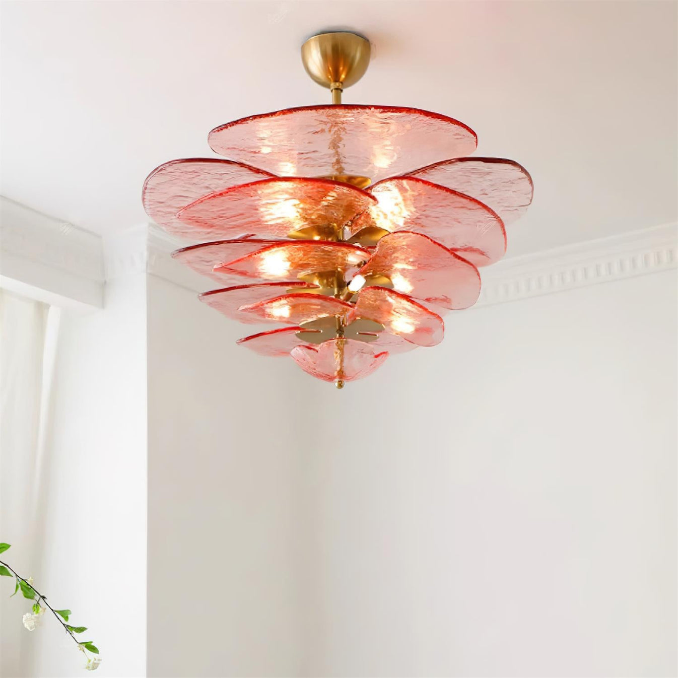 Elegant Petals Glass Chandelier - Dimmable, Energy-Efficient Lighting