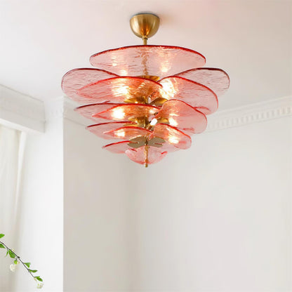Elegant Petals Glass Chandelier - Dimmable, Energy-Efficient Lighting